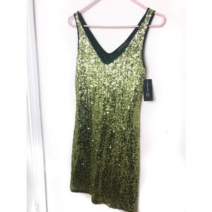 INC International Concepts Women's Belted Cowlneck Shimmer Dress Teal Size 2